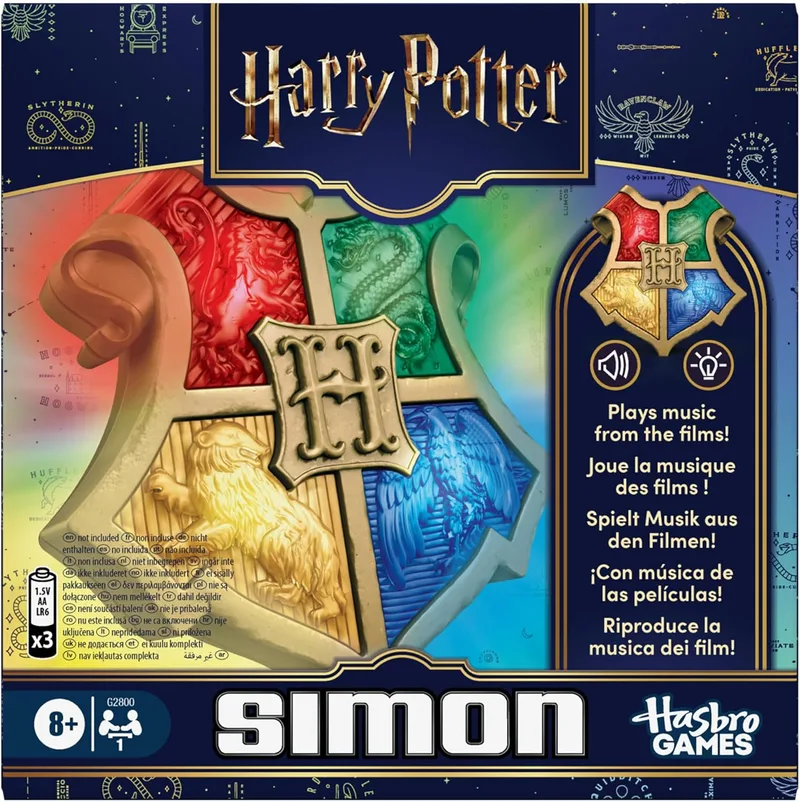 Hasbro Gaming ▫️ Jogo Simon Edição Harry Potter - Jogo eletrónico portátil de memória para meninos e meninas - Tema de Hogwarts - Luzes e sons - Com licença oficial - 1 ou mais jogadores - A partir dos 8 anos