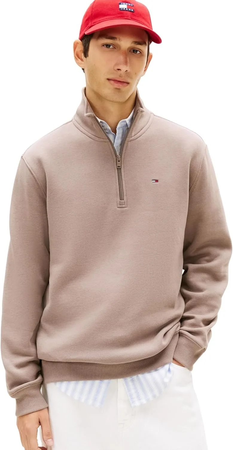 Tommy Jeans ▫️ TJM Reg Fleece 1/4zip Mock Neck Dm0dm20339 Camisola com meio fecho para homem