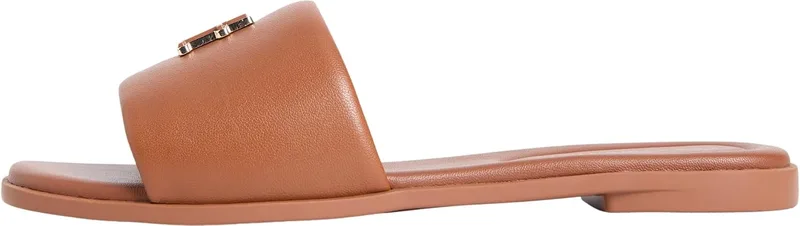 Tommy Hilfiger ▫️ Th Logo Hardware Leather Mule Fw0fw09292 Sandálias rasas para mulher