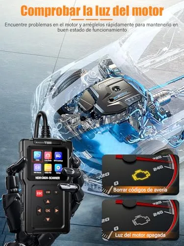 Onherm ▫️ Diagnóstico OBD2 para automóveis – Scanner OBD: Diagnóstico multimarca para automóveis com suporte ao espanhol, scanner, leitor de códigos para automóveis, sensor de O₂, sistema EVAP, teste de emissões – Funcionalidades completas de diagnóstico OBDII 4