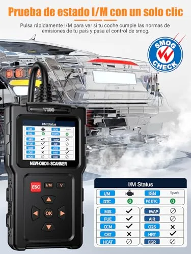 Onherm ▫️ Diagnóstico OBD2 para automóveis – Scanner OBD: Diagnóstico multimarca para automóveis com suporte ao espanhol, scanner, leitor de códigos para automóveis, sensor de O₂, sistema EVAP, teste de emissões – Funcionalidades completas de diagnóstico OBDII 6