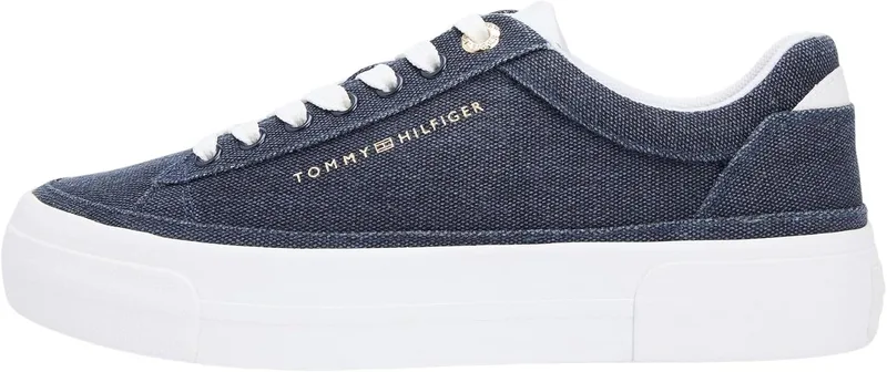 Tommy Hilfiger ▫️ TH Foxing Platform Washed Canvas Fw0fw09172, Sapatilhas de cano baixo para mulher
