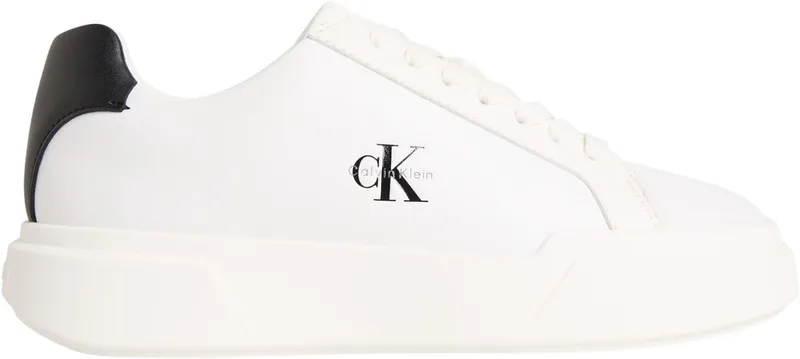 Calvin Klein ▫️ Ténis com sola cupsole para mulher, estilo chunky, com atacadores, em pele