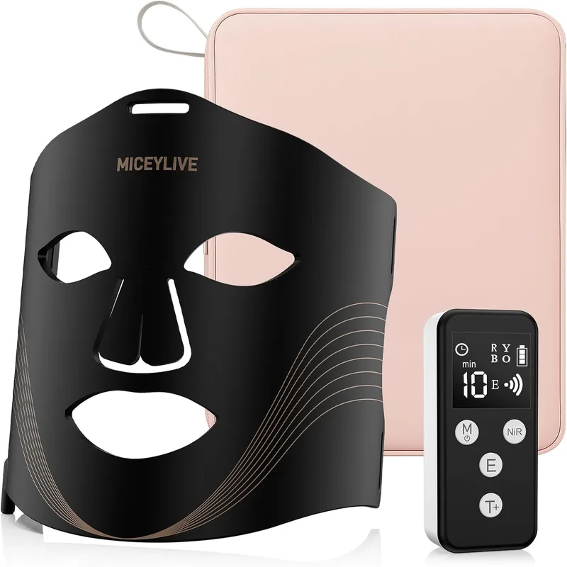 MICEYLIVE ▫️ Máscara facial LED, 400 LEDs, máscara facial em 3 mod Máscara facial LED com infravermelhos próximos para cuidados da pele em casa, controlo remoto de 3000 mAh, 3 mod Máscara facial LED com infravermelhos próximos para cuidados da pele em casa, controlo remoto de 3000 mAh