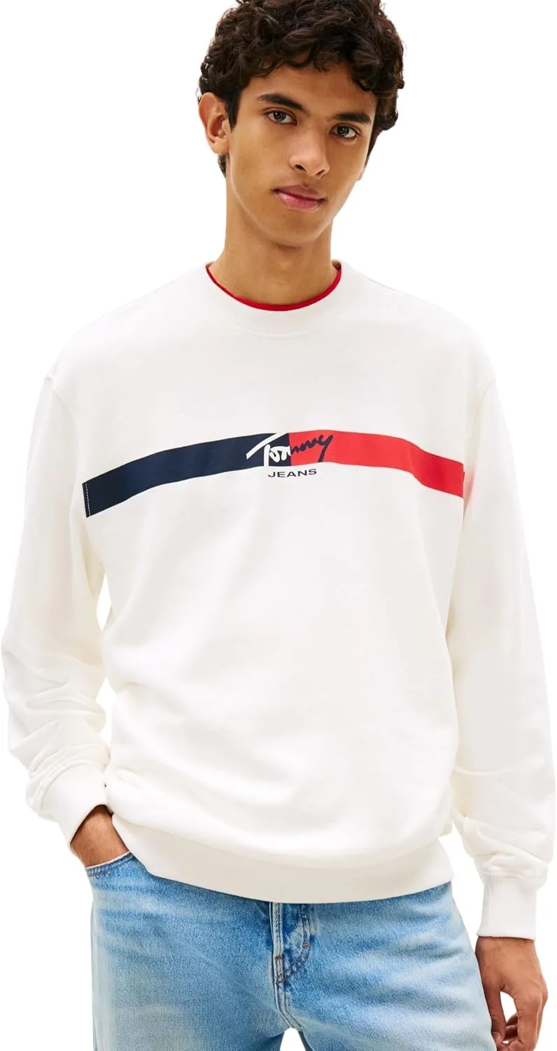 Tommy Jeans ▫️ TJM Reg Sign Stripe Cnck Ext Dm0dm23019 Camisola sem botões para homem