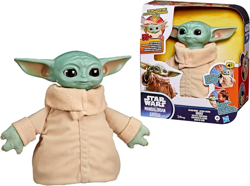 Star Wars ▫️ Grogu Action Companion, Peluche Animatrónico Interativo de 25 cm, O Mandaloriano e Grogu, Brinquedos para meninos e meninas a partir dos 4 anos