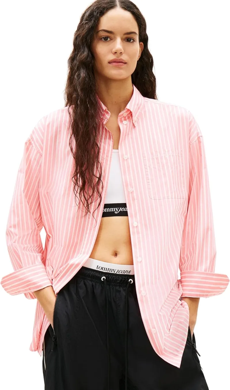 Tommy Jeans ▫️ Tjw Ovs Camisa de Popeline Dw0dw22218 Camisas de manga comprida para mulher