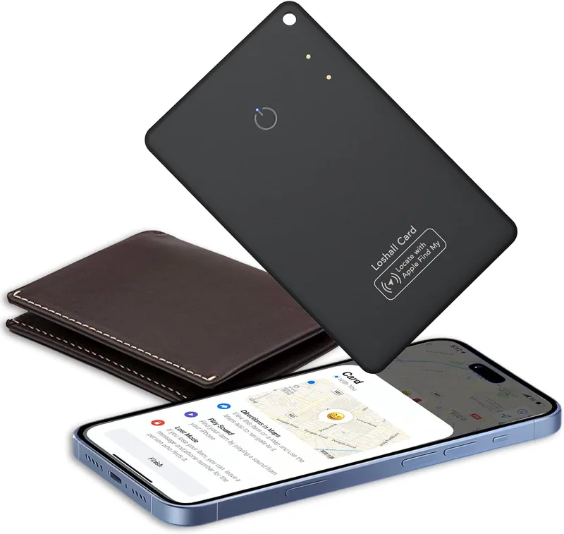 CASCHO ▫️ KeySmart SmartCard Wallet Tracker Card, Compatível com a aplicação Apple Find My, localizador de objectos para etiquetas de bagagem, passaportes, Prata 1 Pack
