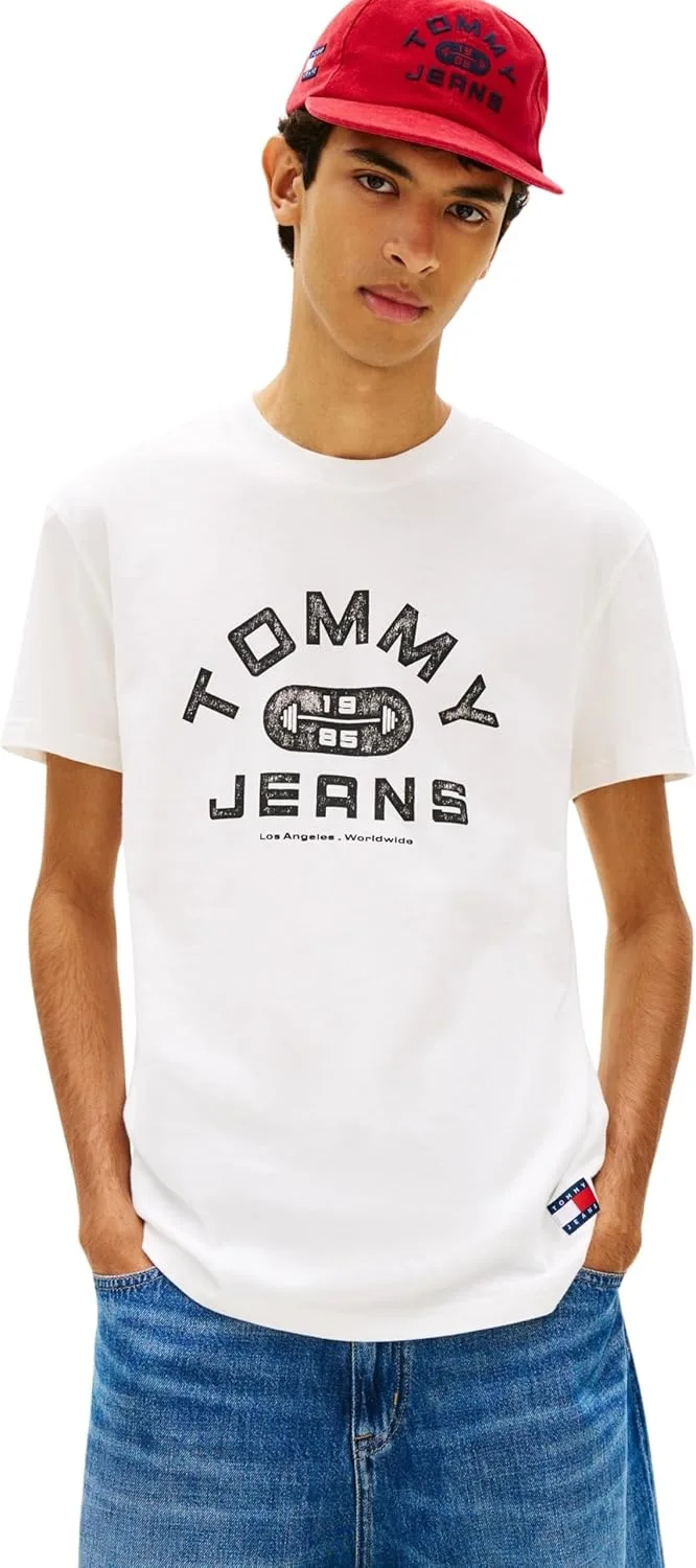 Tommy Jeans ▫️ TJM Reg Tj Gym SS tee Ext Dm0dm22551 Camiseta de manga curta para homem