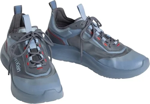 Calvin Klein ▫️ Ténis Runner para homem, em EVA leve com malha, azul (Keepsake Blue/Night Owl/Orange Com), 46 3