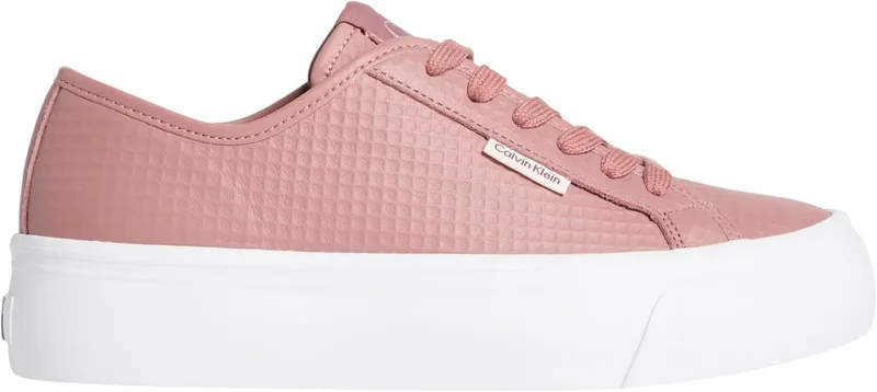Calvin Klein ▫️ Vulc Flatf Lace Up Text LTH Hw0hw02972 Parte superior baixa - Mulher