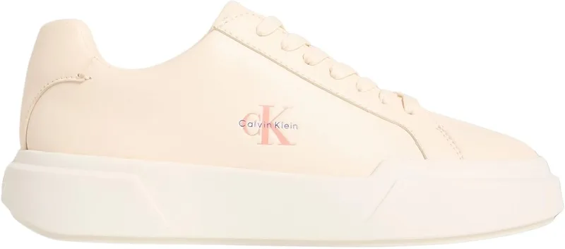 Calvin Klein ▫️ Ténis com sola cupsole para mulher, estilo chunky, com atacadores, em pele