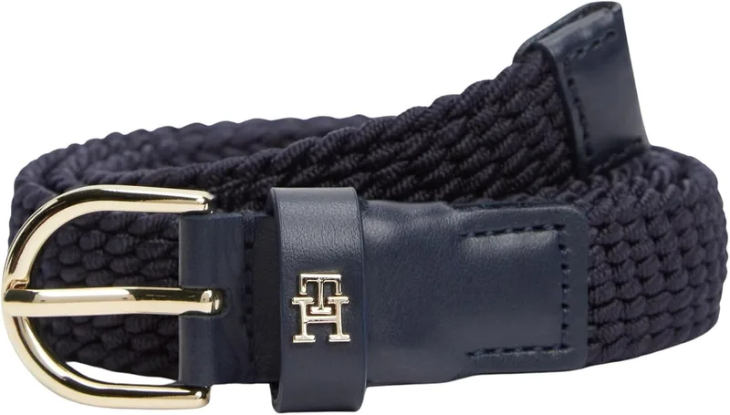Tommy Hilfiger ▫️ Cinto para mulher Essential Effortless, 2,5 cm, elástico, em pele, azul (Space Blue), 75 cm