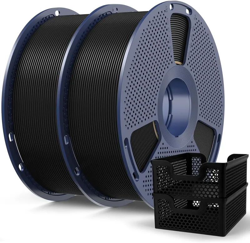SUNLU ▫️ PLA Plus 2.0 Filamento para Impressora 3D Rápida 2 kg, PLA+ Melhorado para Impressão Rápida (50-600 mm/s), 1,75 mm, Precisão ±0,02 mm, 2 bobinas de 1 kg (preto + preto)