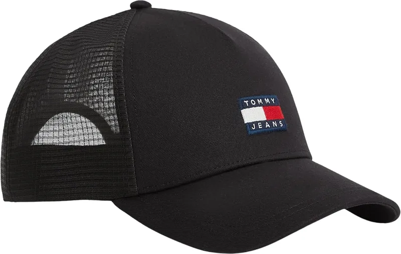 Tommy Jeans ▫️ Boné Heritage Trucker para homem com logótipo, preto (Black), tamanho único
