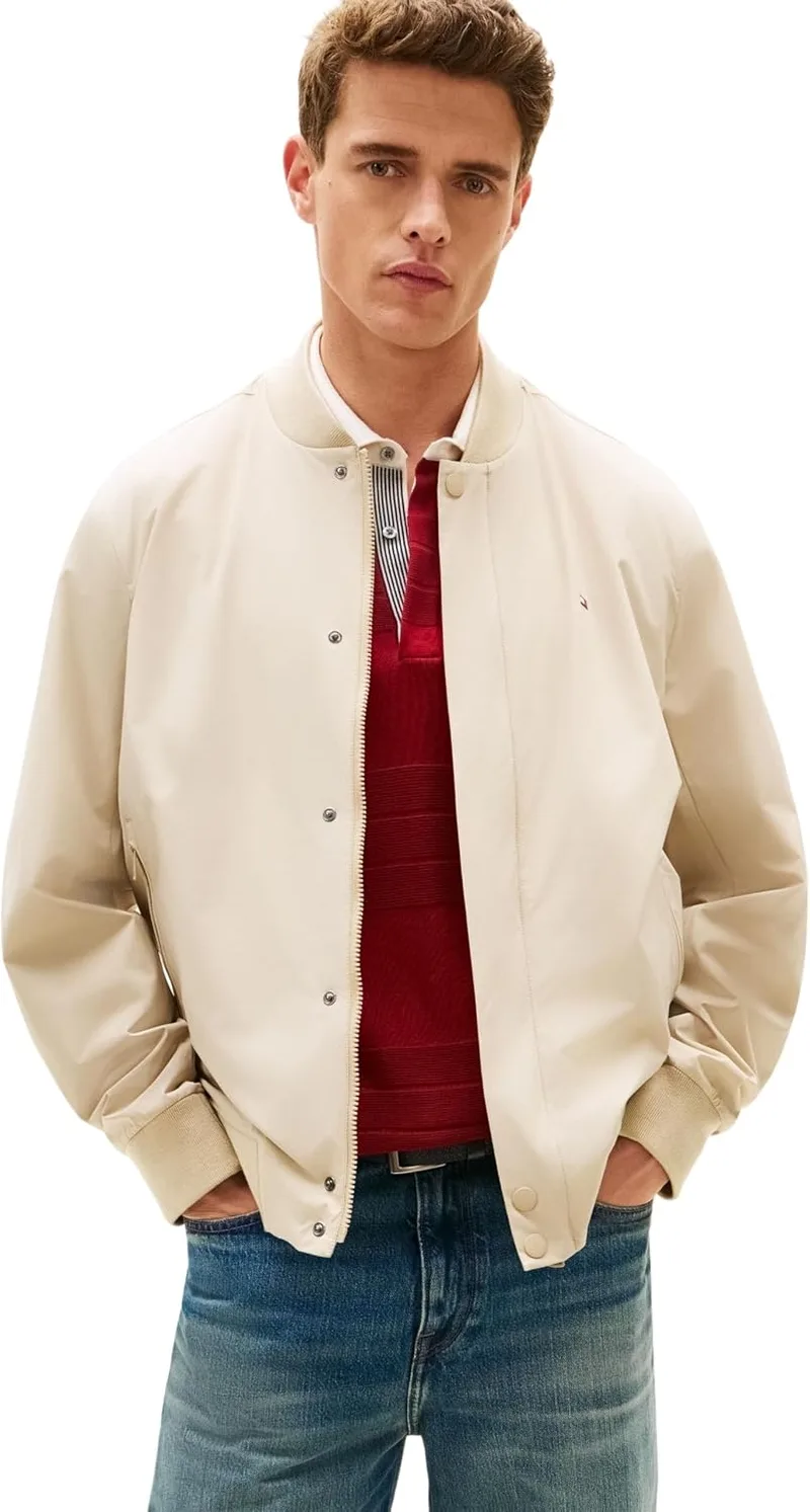 Tommy Hilfiger ▫️ Tech Lightweight Bomber Mw0mw36665 Casaco bomber para homem (Pacote de 1)