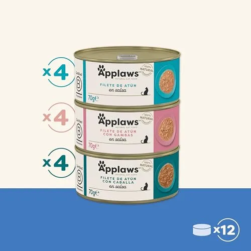 Applaws ▫️ 100 % Natural – Comida húmida para gatos adultos, seleção de peixe em molho – Multipack, 12 latas de 70 g 2