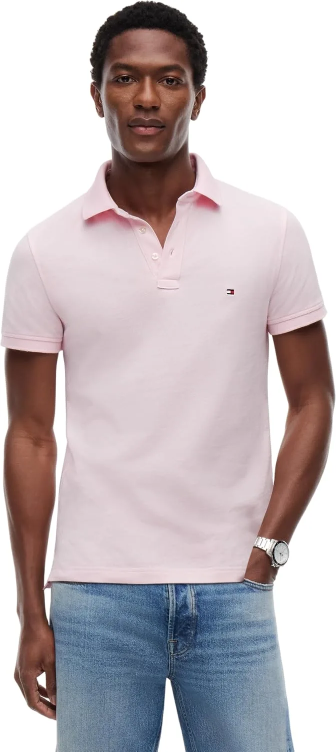 Tommy Hilfiger ▫️ Polo de manga curta para homem 1985, corte justo