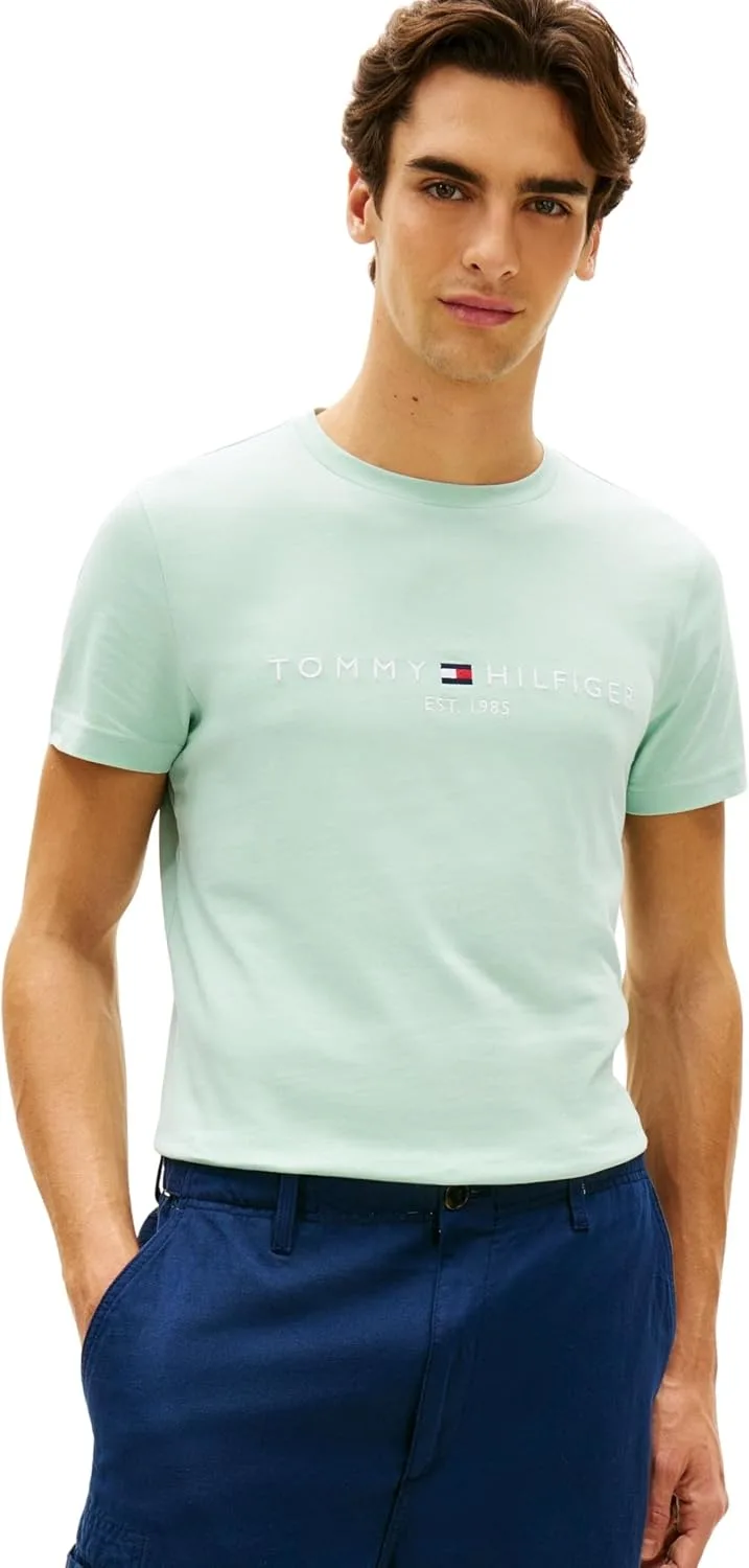 Tommy Hilfiger ▫️ Camiseta de manga curta para homem, corte justo