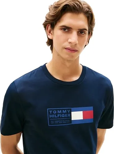 Tommy Hilfiger ▫️ Camisola Brand Love Text Box Mw0mw42366, manga curta, para homem (pacote de 1) 4
