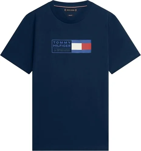 Tommy Hilfiger ▫️ Camisola Brand Love Text Box Mw0mw42366, manga curta, para homem (pacote de 1) 6
