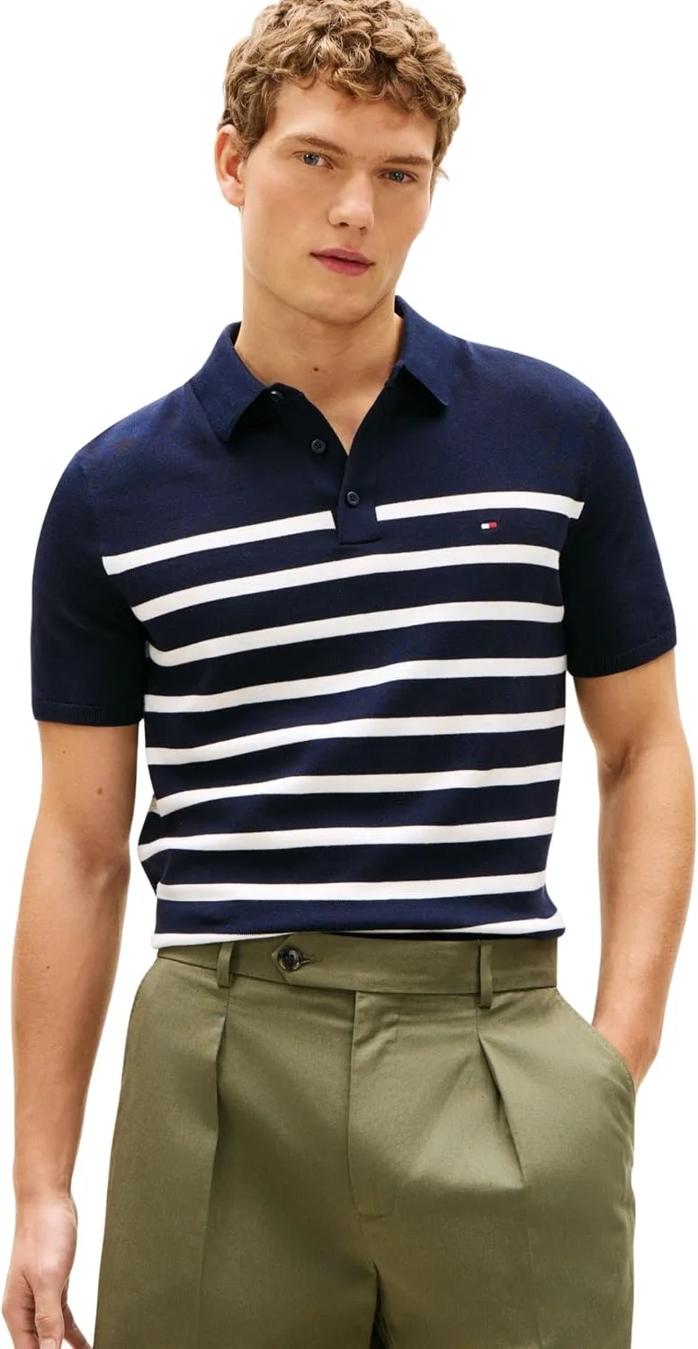 Tommy Hilfiger ▫️ Polo de manga curta para homem Essential Cotton Knitted Dick