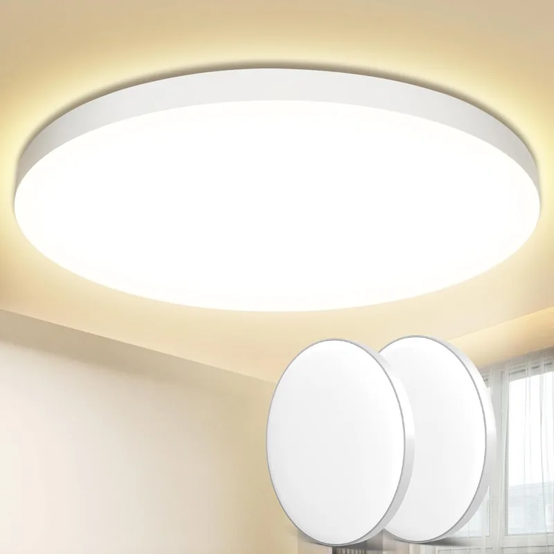 Swoieltr ▫️ Luz de Teto LED, 2 Pcs 24W 2000LM Luz de Teto, IP44 Luz de Teto LED, 4000K Luz de Teto LED Candeeiro Teto Cozinha Quarto Sala de Estar Casa de Banho Ø28cm