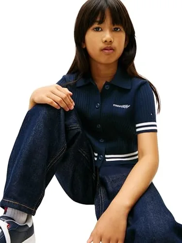Tommy Hilfiger ▫️ Camisola Polo com Canelado SS Kg0kg09379 Polos para Meninas 4