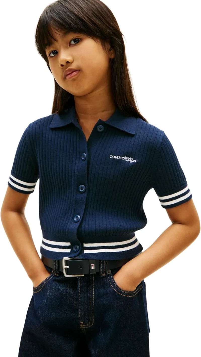 Tommy Hilfiger ▫️ Camisola Polo com Canelado SS Kg0kg09379 Polos para Meninas
