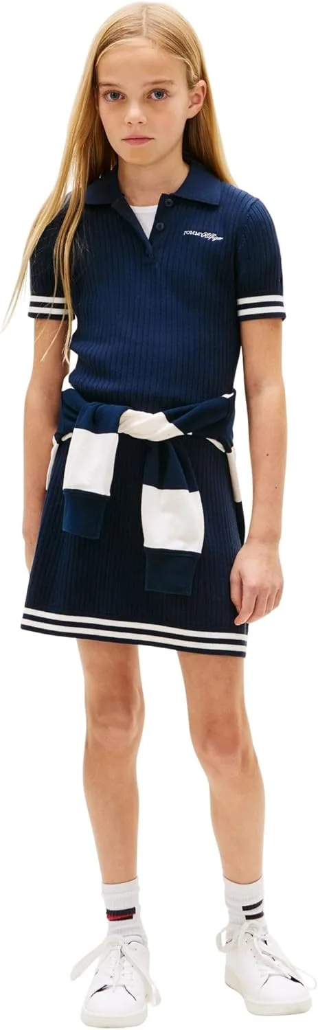 Tommy Hilfiger ▫️ Vestido de malha SS Kg0kg09308 para meninas (conjunto de 1)