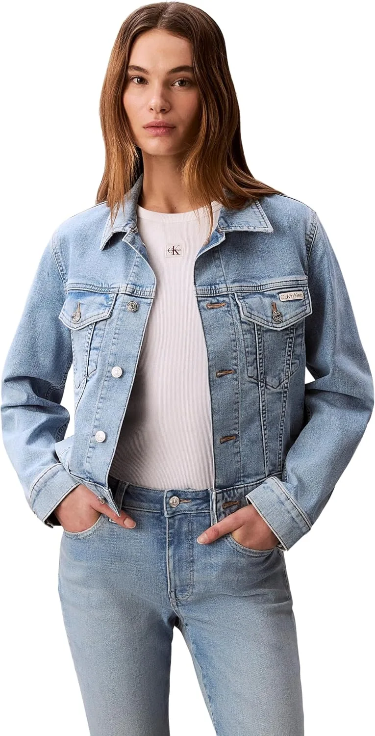 Calvin Klein ▫️ Ls Classic Trucker Coastal Light Lv047f672g Casacos para mulher