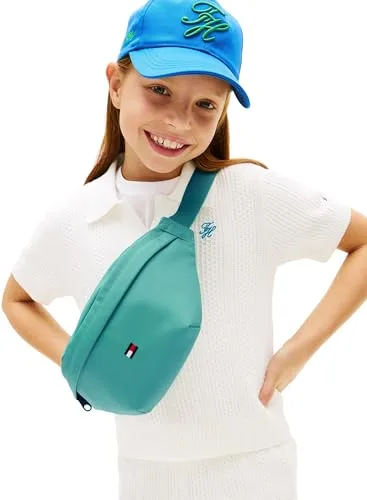 Tommy Hilfiger ▫️ Bolsa de cintura infantil unissexo Essential Bumbag com fecho de clipe, turquesa (Bahama Green), tamanho único 6