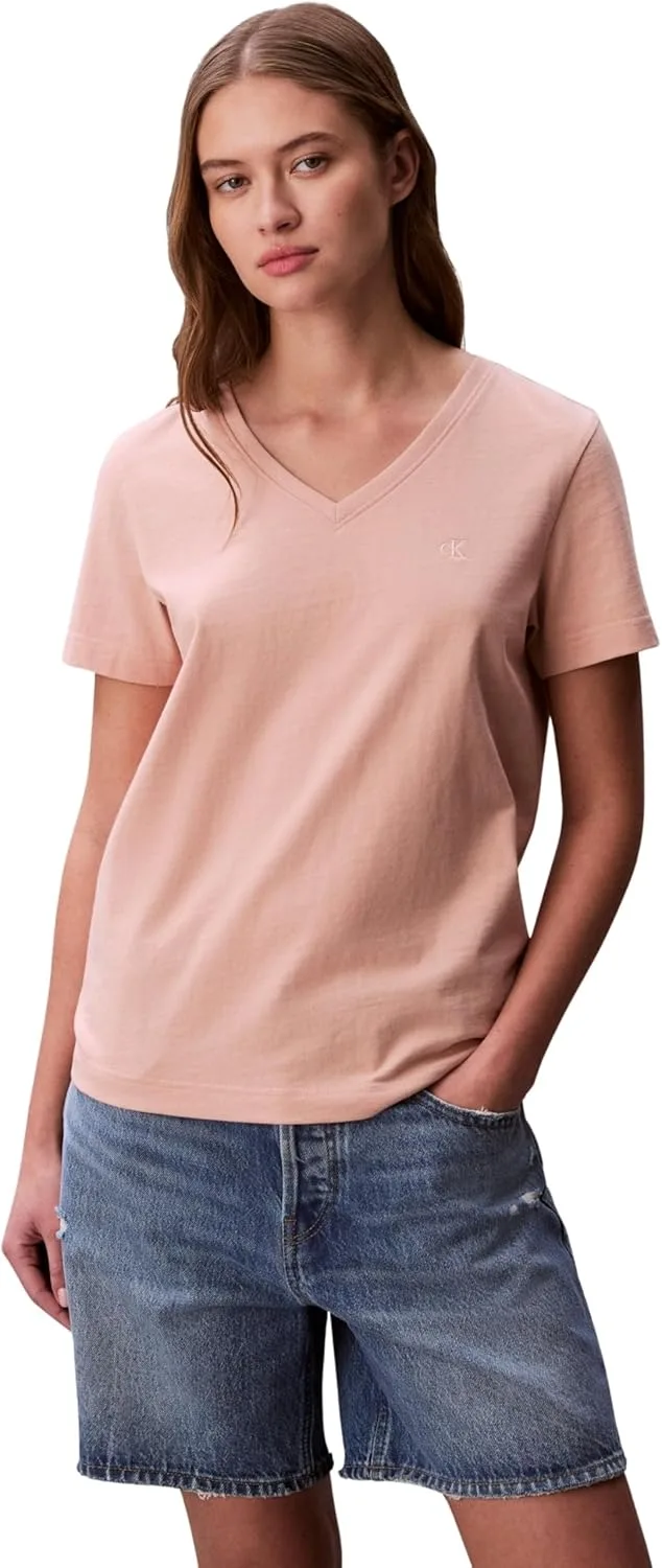 Calvin Klein ▫️ Camiseta de manga curta para mulher Archive Jersey com gola em V