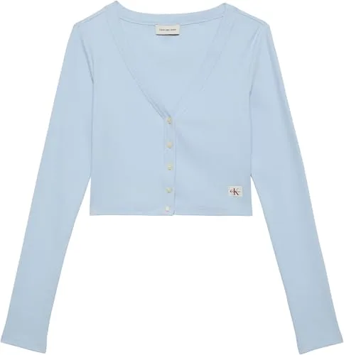 Calvin Klein ▫️ Casaco de malha para mulher, cardigan «Woven Label Rib» com botões 6