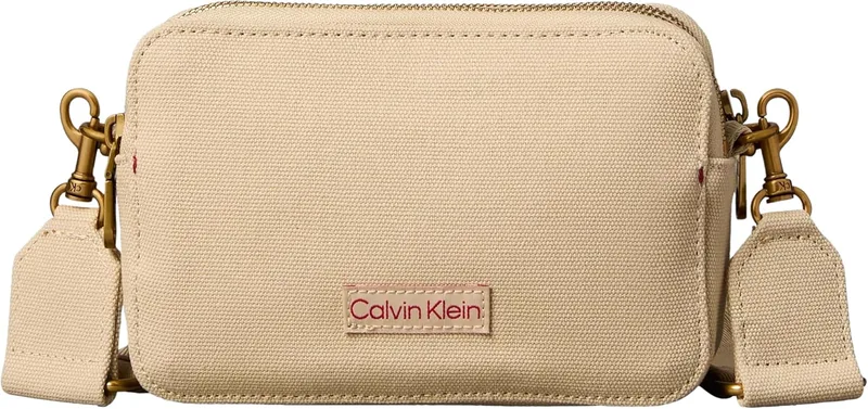 Calvin Klein ▫️ Bolsa de lona com alça de fita para câmera Lv04f3385g, Bolsa transversal para mulher, Tamanho único