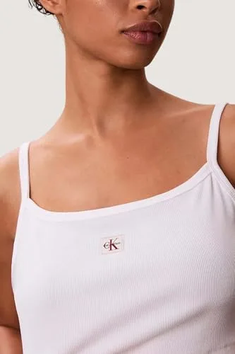Calvin Klein ▫️ SL Woven Label 2x2 Baby Rib Crop Lv047f221g Camiseta com alças largas para mulher 3