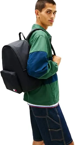 Tommy Jeans ▫️ Mochila para homem Daily Ripstop com bolso exterior, Preto (Black), Tamanho único 6