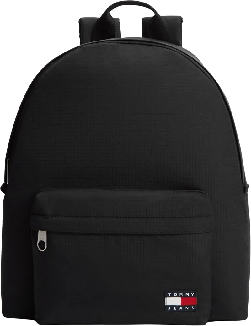 Tommy Jeans ▫️ Mochila para homem Daily Ripstop com bolso exterior, Preto (Black), Tamanho único