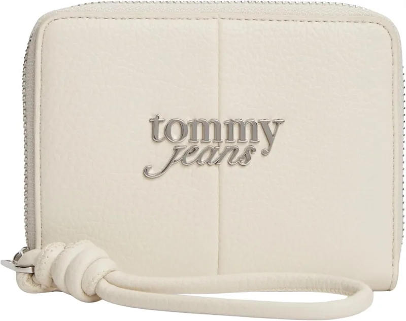 Tommy Jeans ▫️ Tjw Bold Med Za AW0AW18446 - Carteira com fecho para mulher, cor bege (papel de jornal), tamanho único