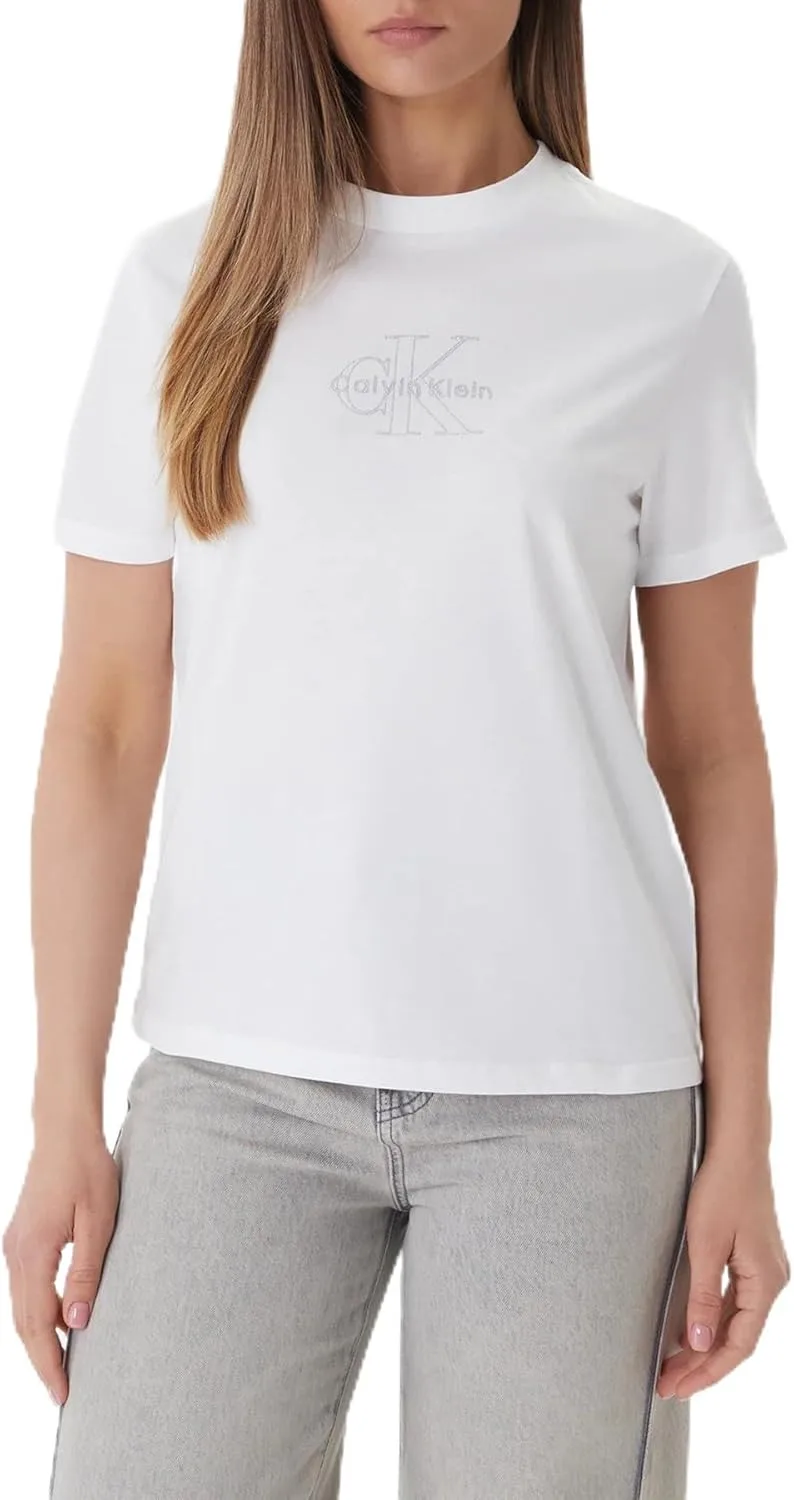 Calvin Klein ▫️ SS Clássico Monólogo T-shirt Lv047f831g T-shirts com estampado para mulher