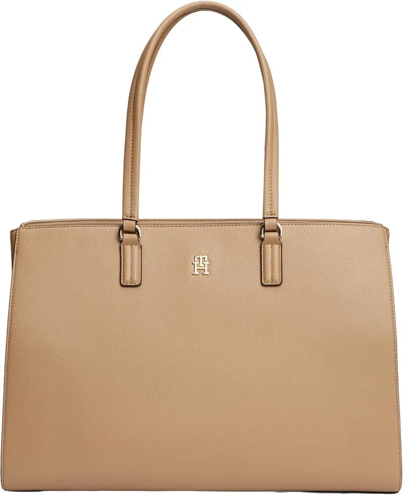 Tommy Hilfiger ▫️ Th Daily Tote AW0AW18380 - Mala para mulher, cor cáqui (lona safari), tamanho único