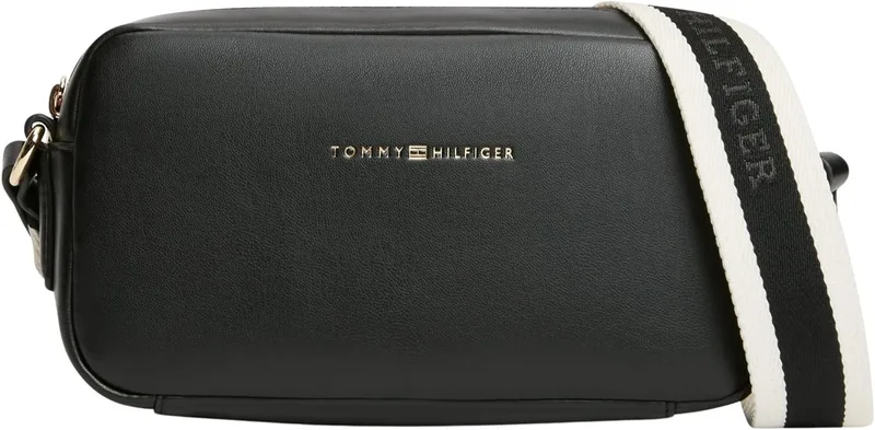 Tommy Hilfiger ▫️ TH Essential Camera Bag Aw0aw18370, Mala transversal para mulher, Preto (Preto), Tamanho único