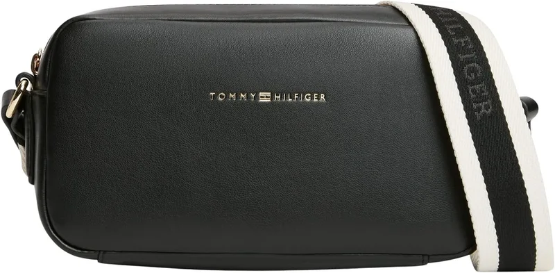 Tommy Hilfiger ▫️ TH Essential Camera Bag Aw0aw18370, Mala transversal para mulher, Preto (Preto), Tamanho único