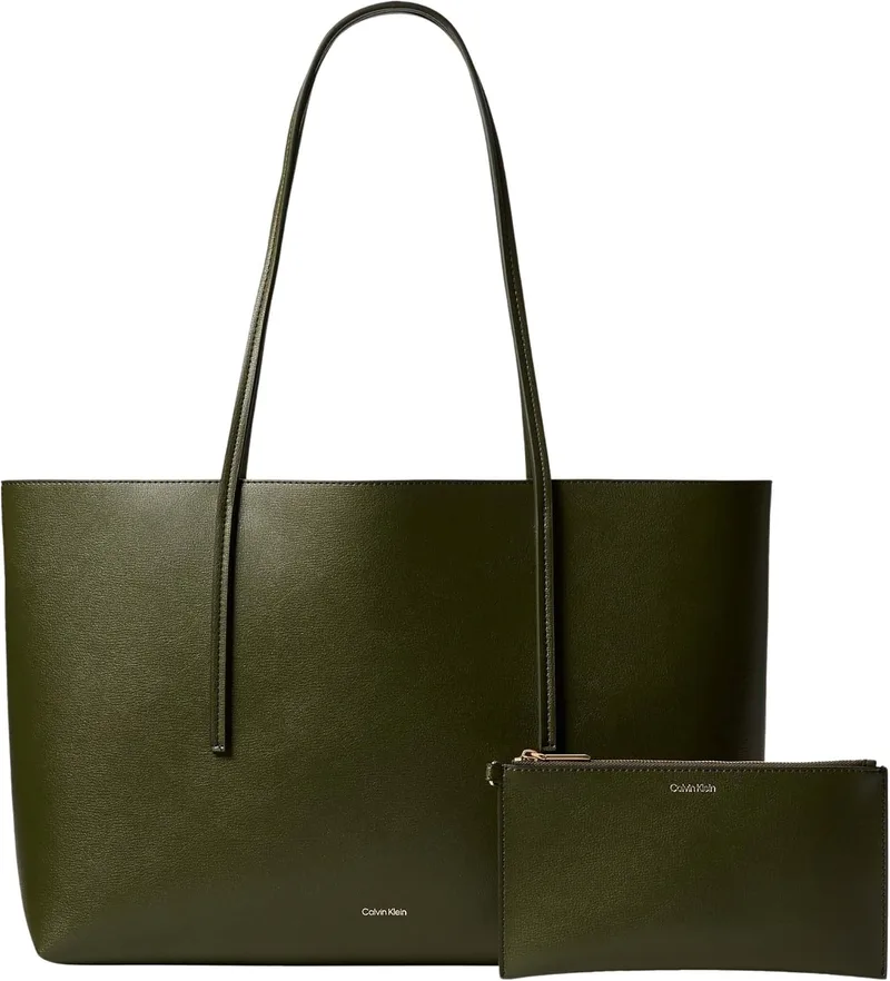 Calvin Klein ▫️ Saco Tote para mulher com logótipo em folha e bolsa amovível