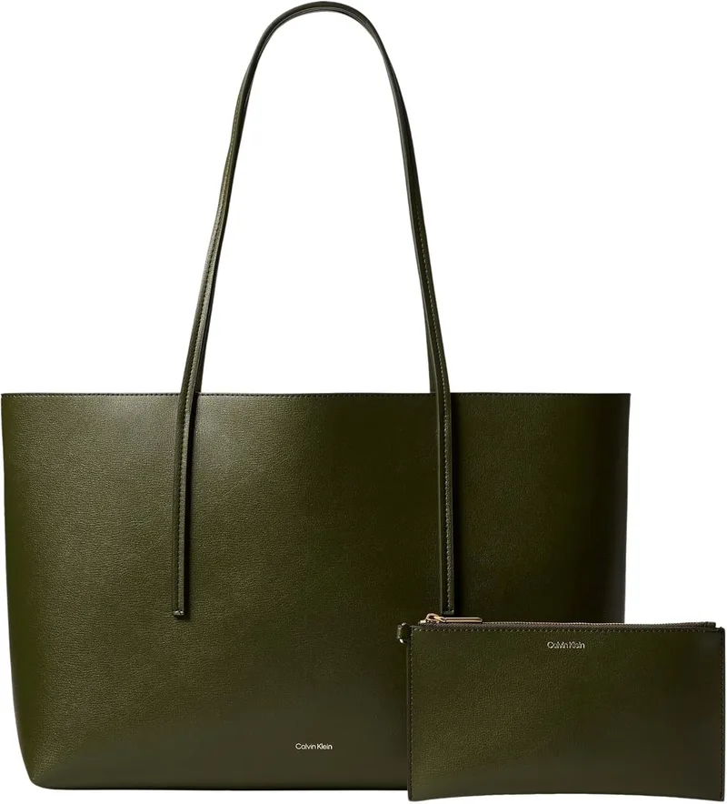 Calvin Klein ▫️ Saco Tote para mulher com logótipo em folha e bolsa amovível