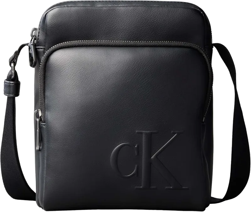 Calvin Klein ▫️ Mala a tiracolo para homem «Bold Reporter» com fecho de correr, Preto (Black), Tamanho único