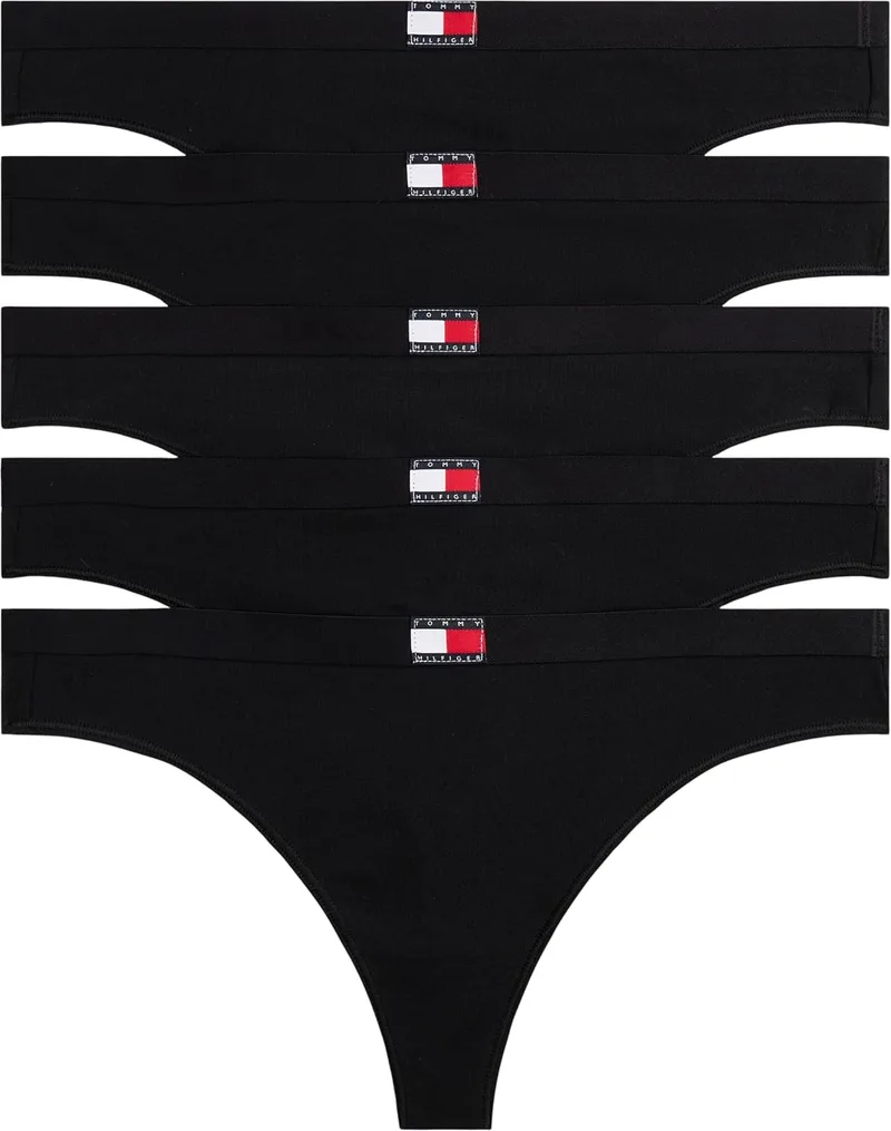Tommy Hilfiger ▫️ Calcinha - Conjunto de 5 para Mulher com Bandeira e Logótipo, Multicolorida