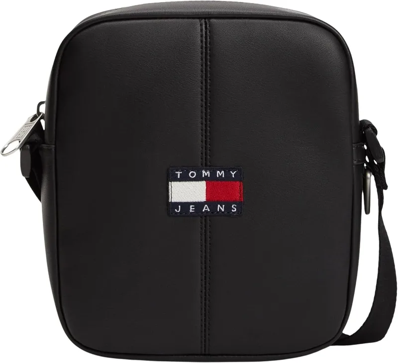 Tommy Jeans ▫️ Mala a tiracolo para homem «Daily Reporter» com fecho de correr, Preto (Black), Tamanho único