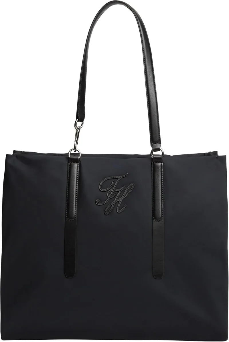 Tommy Hilfiger ▫️ Th AW0AW18406 - Mala de nylon de alça alta para mulher, cor preta (preto), tamanho único