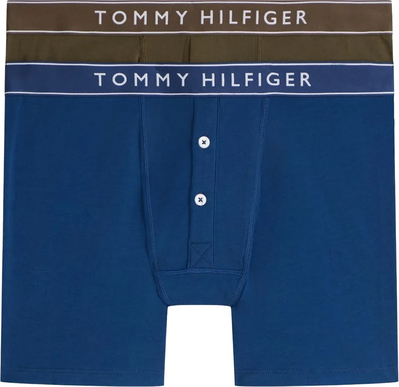 Tommy Hilfiger ▫️ Boxer com fecho de botões, 2 unidades, Um0um03879, Cuecas tipo boxer para homem (Conjunto de 2)